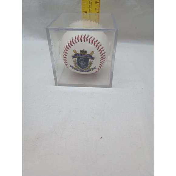 Colorado Rockies Club Crest design white baseball ball Hard Case. Has Ink On It - Picture 1 of 6